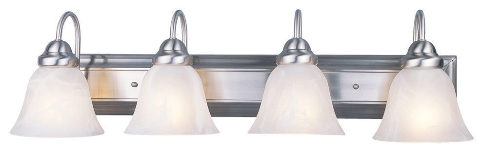 Lexington 4 Light Vanity, Brushed Nickel With White Swirl Glass