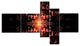 Brown Butterfly Pattern on Black, Abstract Art on Canvas, 60"x32", 5 panels