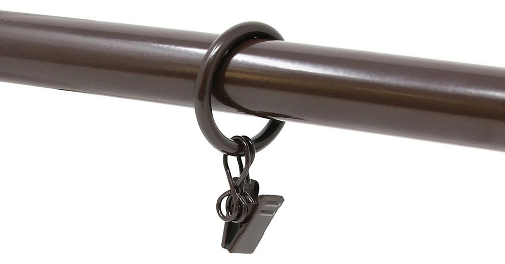 1" Metal Curtain Rings With Clips and Eyelets, Bronze, Set of 10