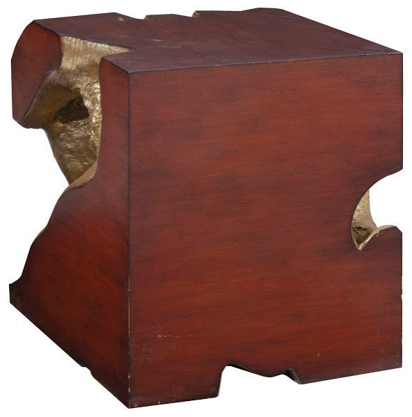 Freeform Stool, Gold Leaf, Faux Bois, Small