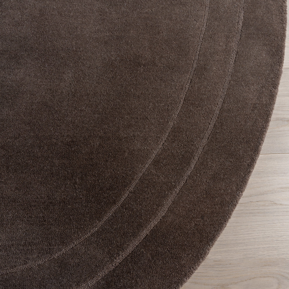 Canyon Abstract Wool Area Rug, Dark Brown 8' 6" x 11' 6" Shaped