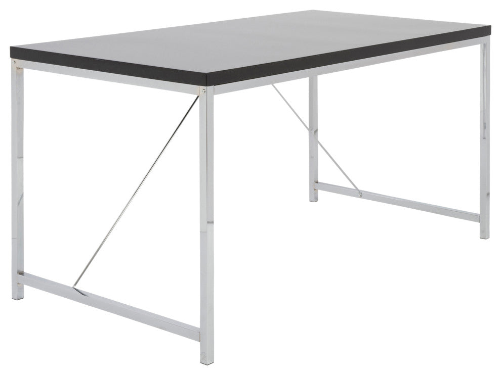 Gilbert Desk, Black With Chrome Steel Frame