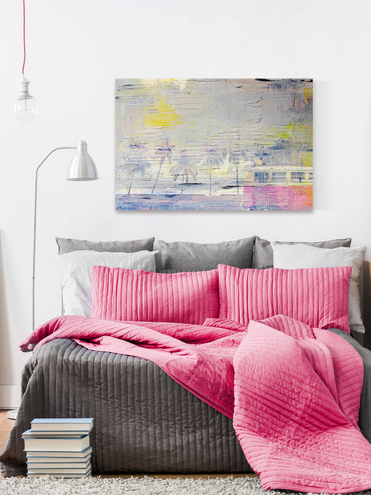 "Palms at Sunset" Painting Print on Wrapped Canvas, 45"x30"