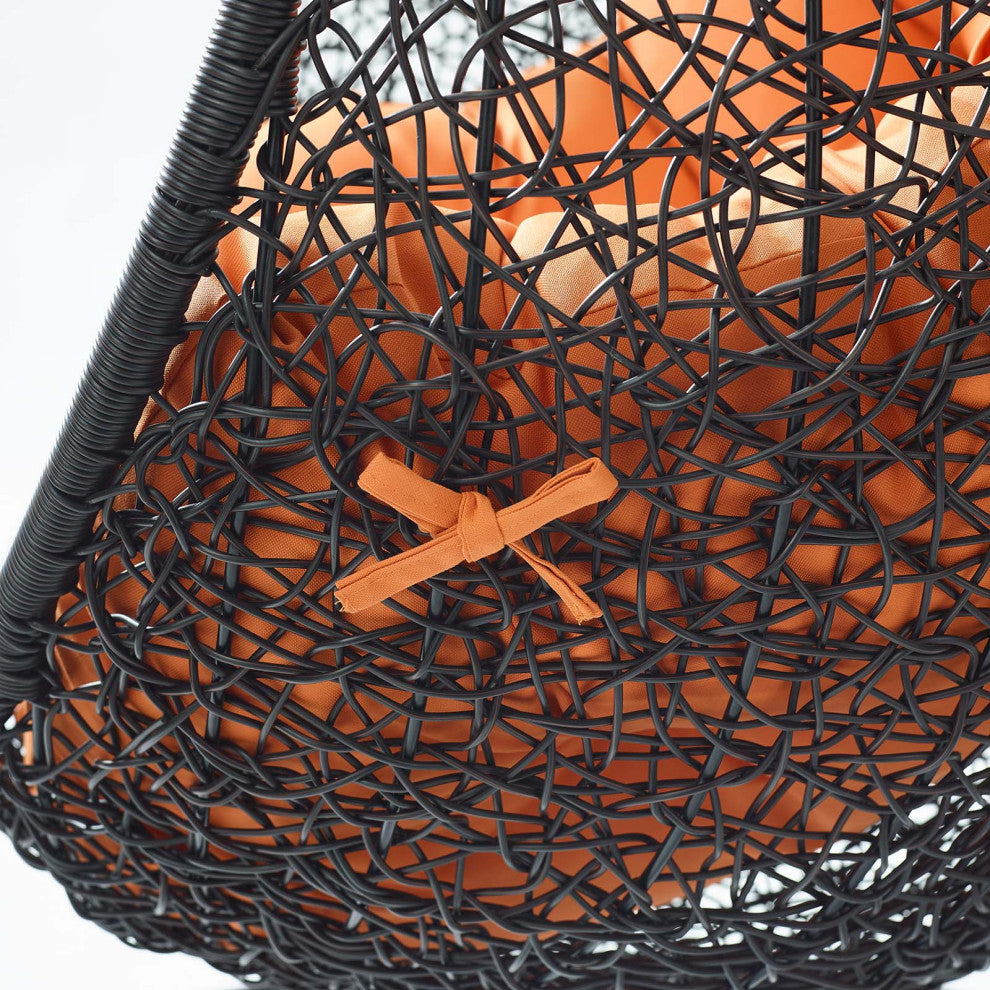 Swing Lounge Chair, Black Orange, Outdoor Patio Balcony Cafe Bistro Garden