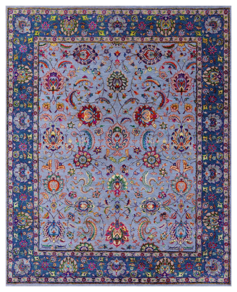 8' 2" X 10' 2" Wool & Silk Handmade Persian Rug - Q15775