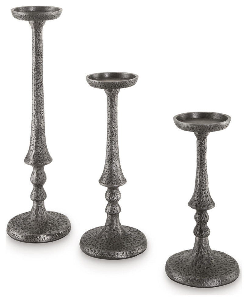Eravell Pewter Finish Candle Holder, Set of 3