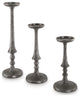 Eravell Pewter Finish Candle Holder, Set of 3