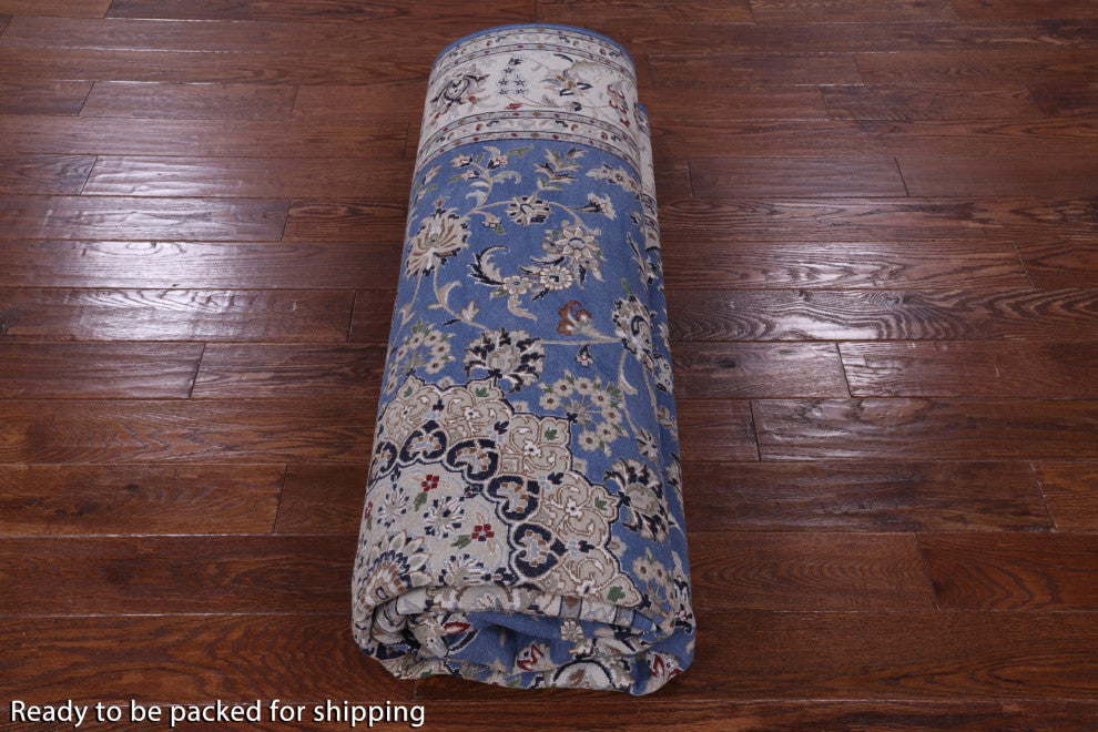 Hand Knotted Wool and Silk Persian Nain Rug 8' 1" X 10' 0" Q11648