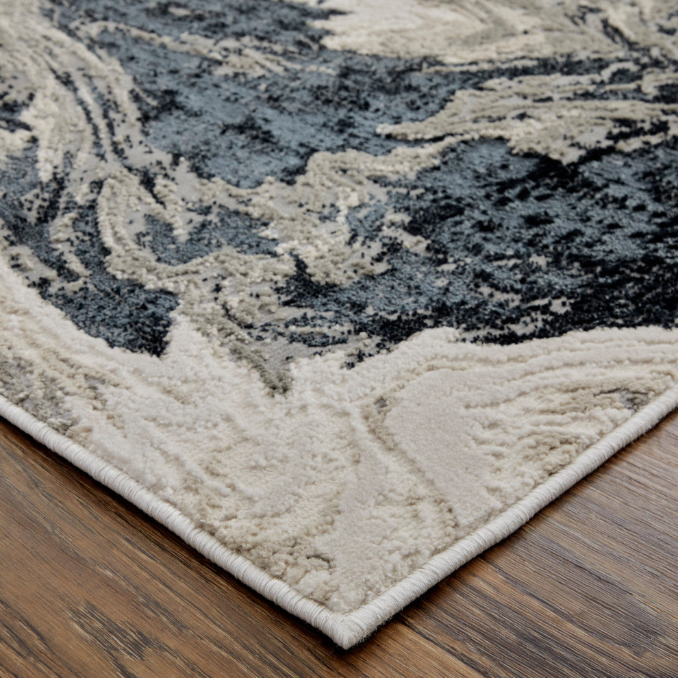 Orin Modern Abstract, Ivory/Black/Taupe, 5'x8' Area Rug