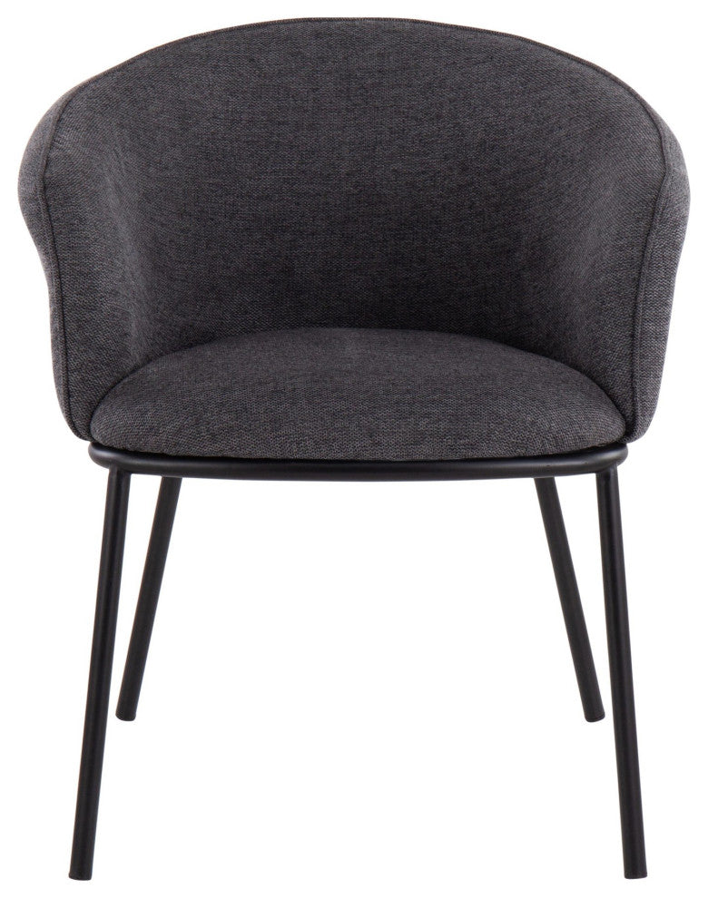 Ashland Chair, Black Steel, Charcoal Fabric