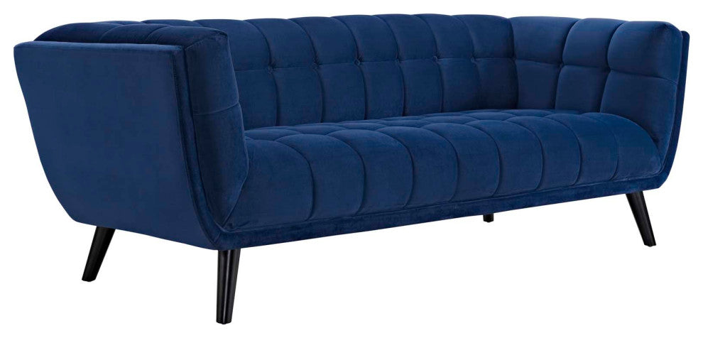 Bestow 3-Piece Velvet Sofa Loveseat and Armchair Set Navy
