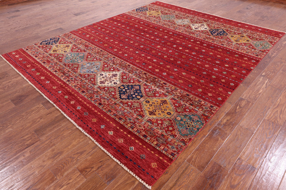 7' 8" X 9' 9" Khorjin Super Kazak Handmade Wool Rug Q5252