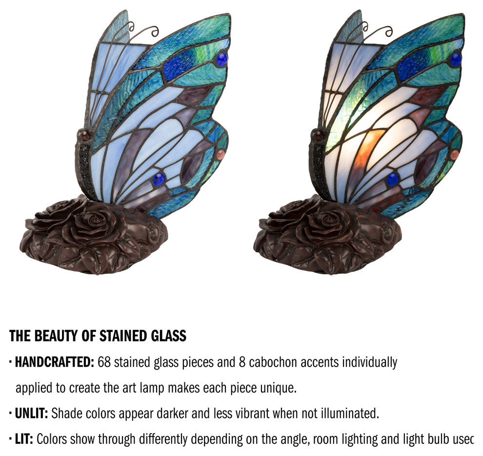 Lavish Home Tiffany Style Butterfly Lamp, Pointed Wings