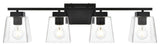 4 Light Black And Clear Bath Sconce
