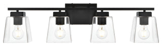 4 Light Black And Clear Bath Sconce