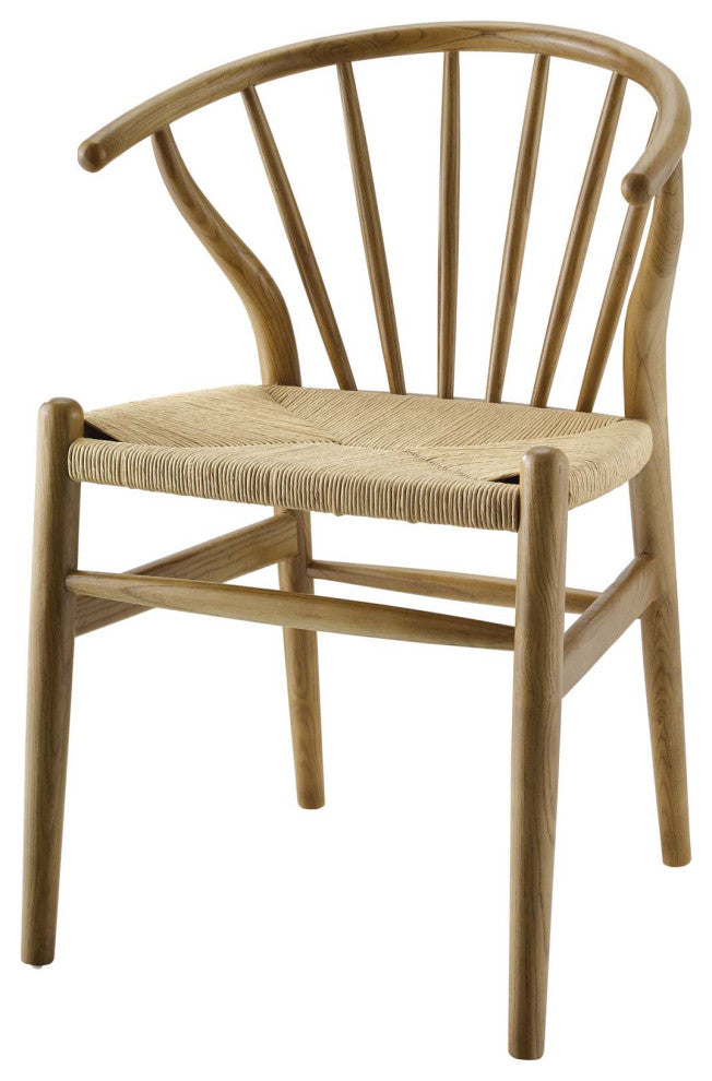 Side Dining Chair, Set of 2, Wood, Brown Natural, Modern, Cafe Bistro Restaurant