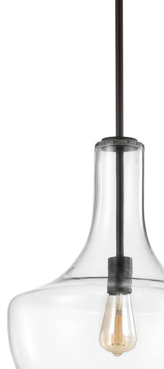 Watts 10.5" Glass, Metal LED Pendant, Oil Rubbed Bronze/Clear, Width: 13.25"