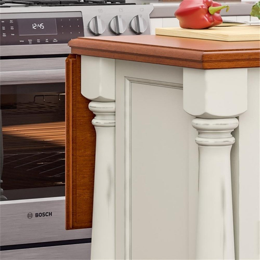 Homestyles Monarch Wood Kitchen Island in Off White