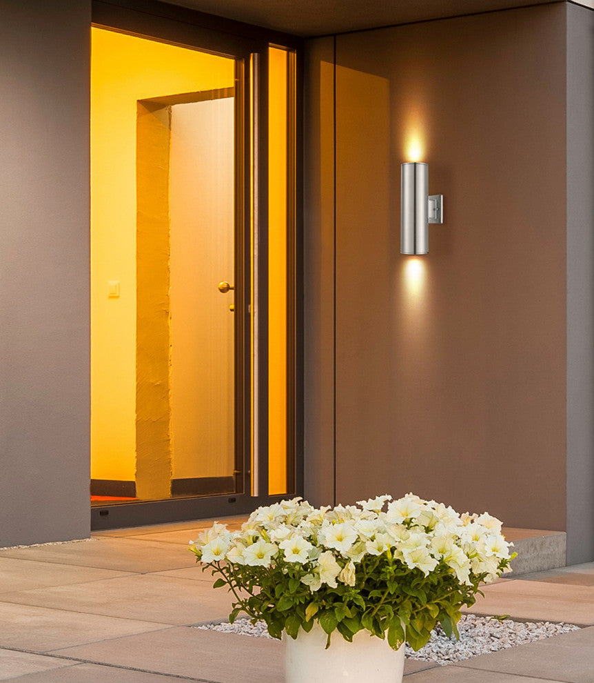 Ascoli, 2-Light Outdoor Sconce, Stainless Steel Finish, Clear Shade