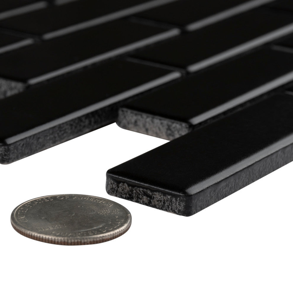 Metro Brick Subway Matte Black Porcelain Floor and Wall Tile