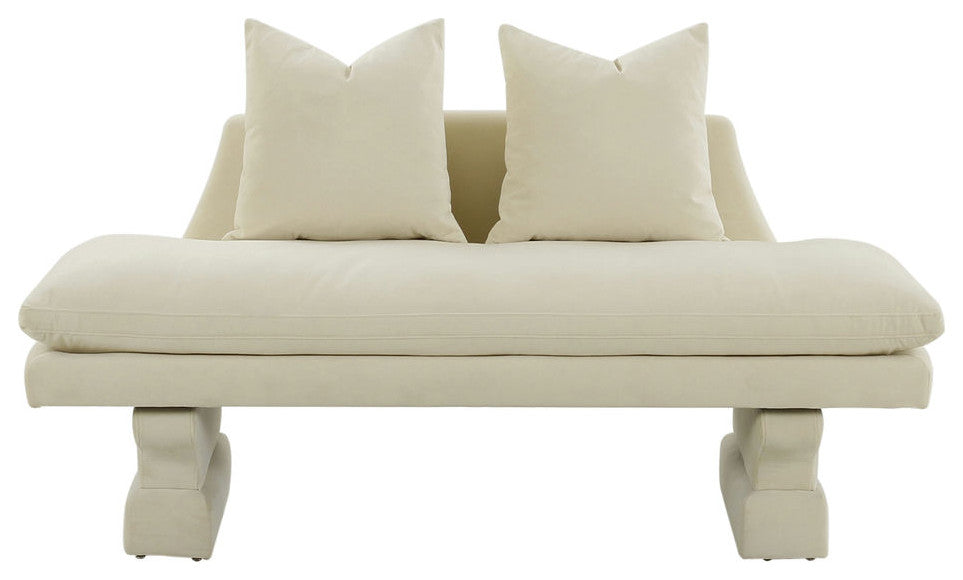 TOV Furniture Hyde Champagne Velvet Pedestal Sofa