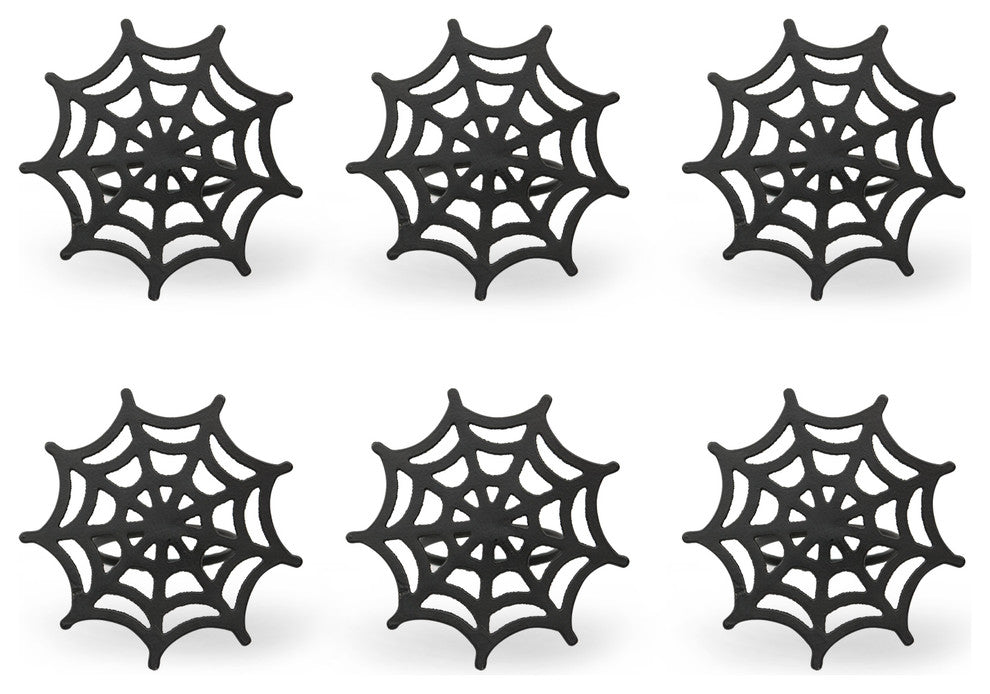 DII Black Spider Web Napkin Ring, Set of 6
