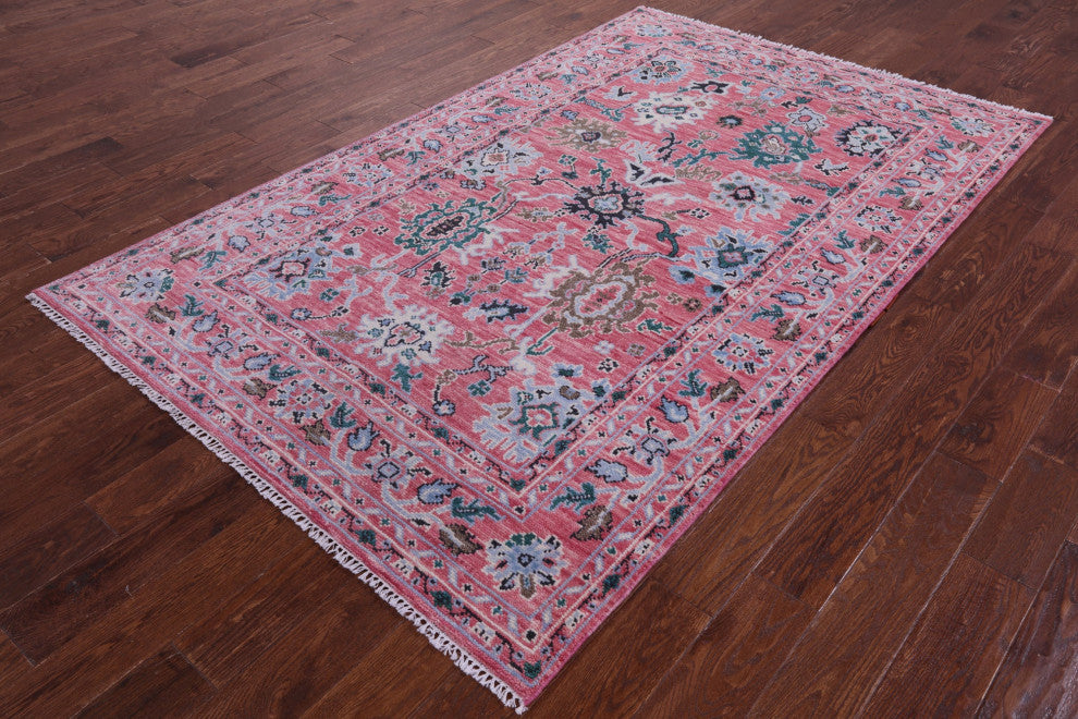 5' 1" X 8' 2" Hand Knotted Turkish Oushak Wool Rug - Q15939