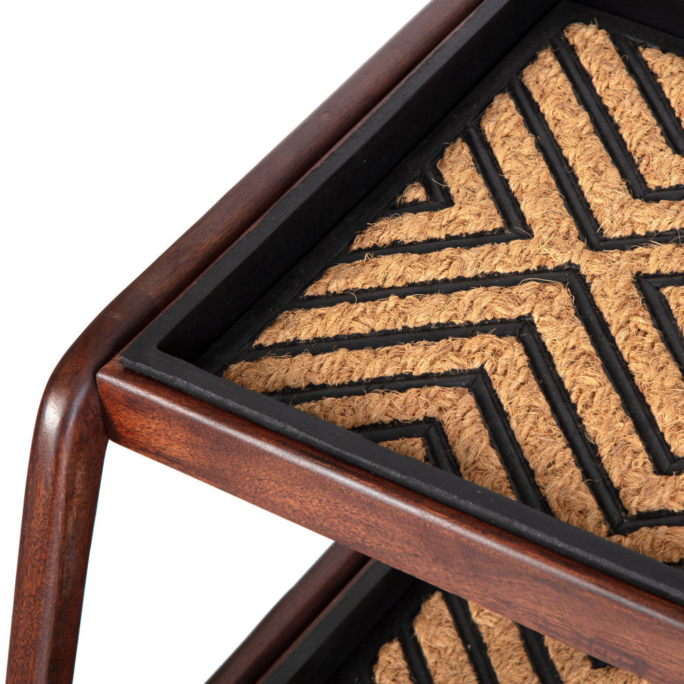 Double-Tier Brown Stand With 3-Pair Rubber Boot Trays Galapagos