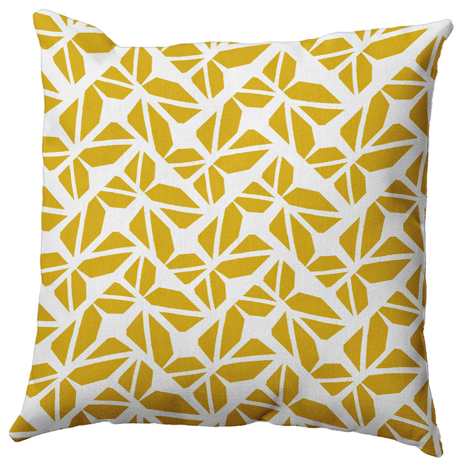 Kaleidoscope Graffiti Accent Pillow, Mustard, 26"x26"