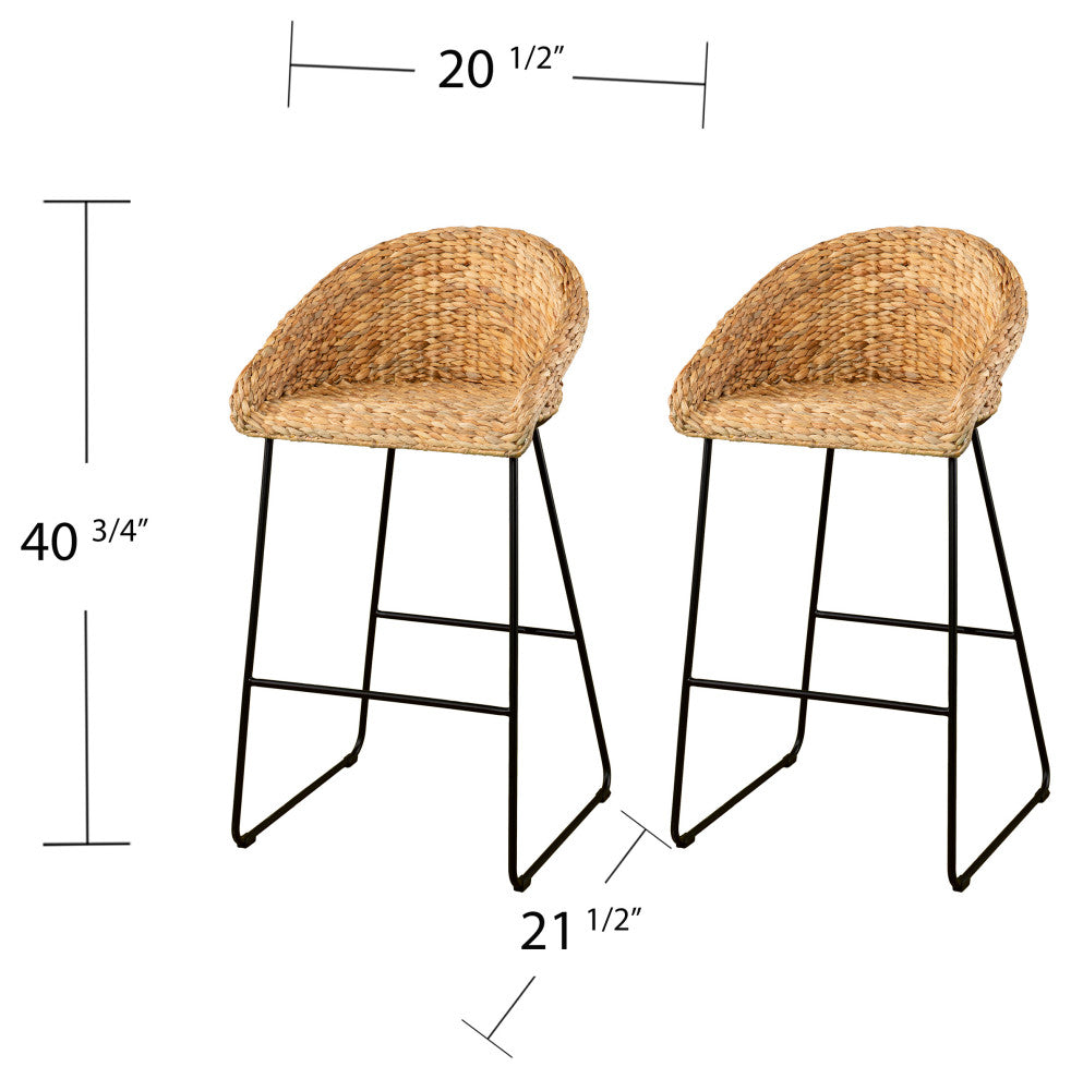 Fairford Water Hyacinth Bar Stools, Set of 2