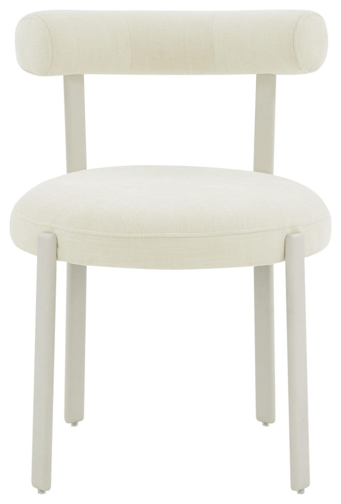 Margaret Cream Textured Chenille Bolster Back Dining Chair