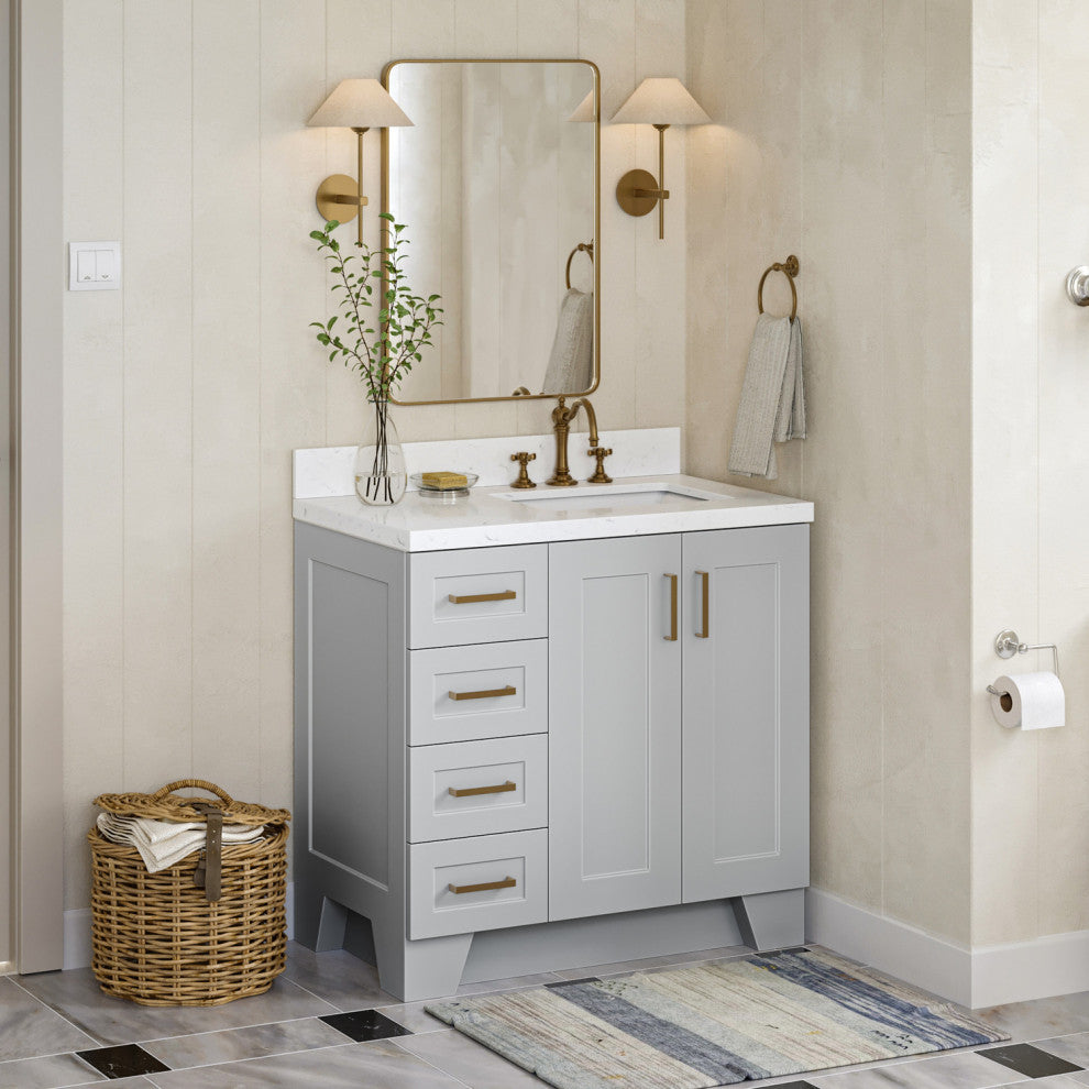 Ariel Taylor 36" Right Offset Single Rectangular Sink Bathroom Vanity