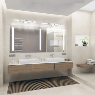 4-Light, 6.7W LED Vanity Light, Chrome/Satin Plastic Shade