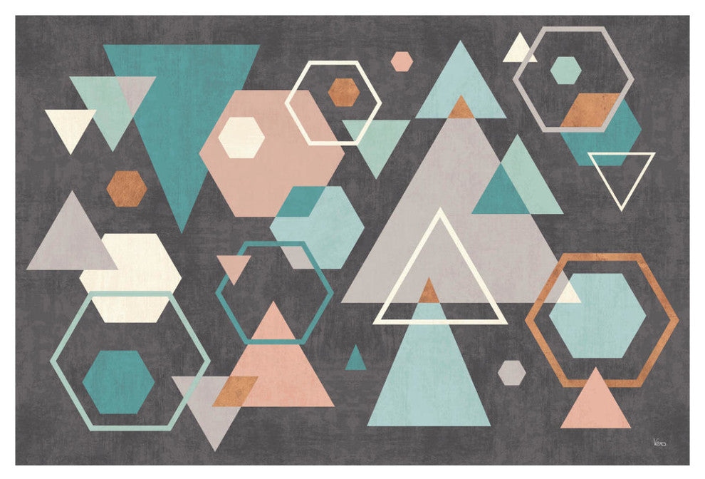 "Abstract Geo I Black" Digital Paper Print by Veronique Charron, 62"x42"