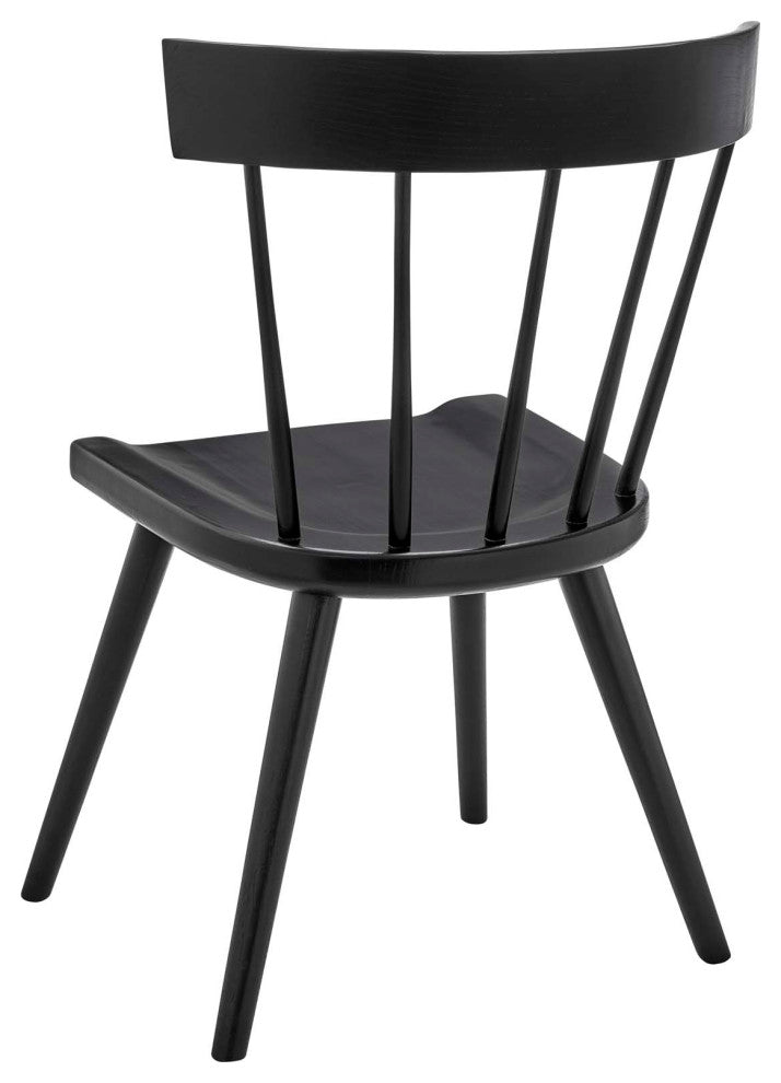 Side Dining Chair, Set of 2, Black, Wood, Modern, Cafe Bistro Hospitality