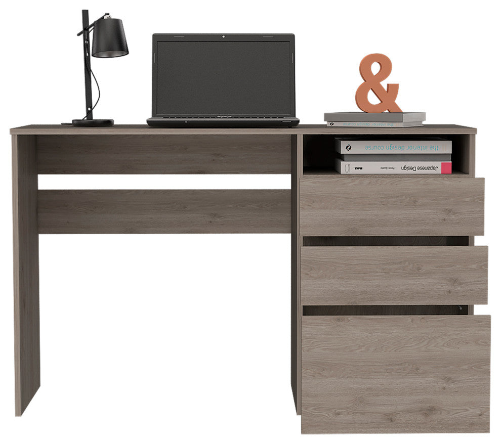Kenai 3 Drawers Computer Desk, Light Gray