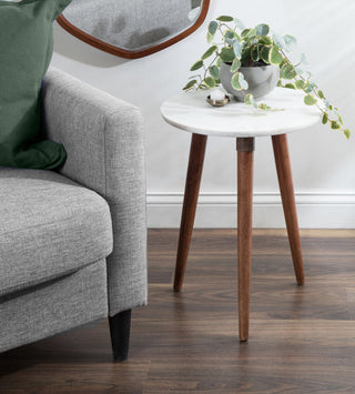 Rumsen Round Side Table, Walnut Brown