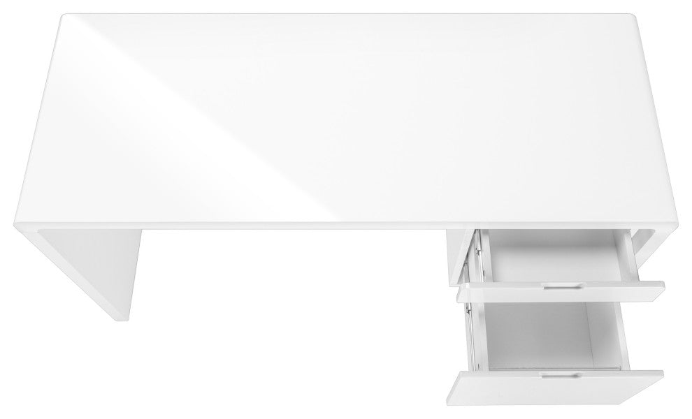 Computer Desk, Laptop, Storage Drawers, 60"L, Work, Laminate, Glossy White