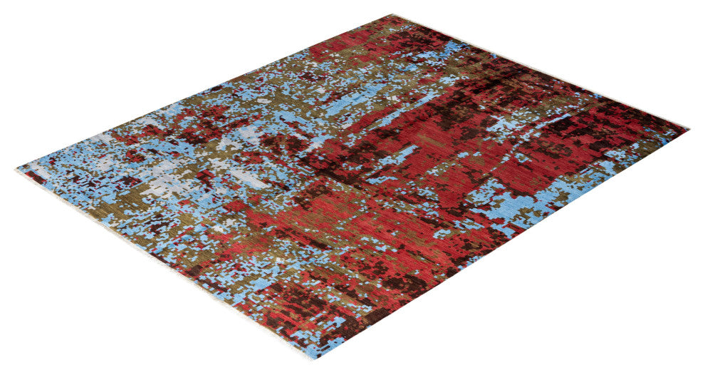 Ikat One-of-a-Kind Hand-Knotted Area Rug Red, 8' 1" x 10' 0"