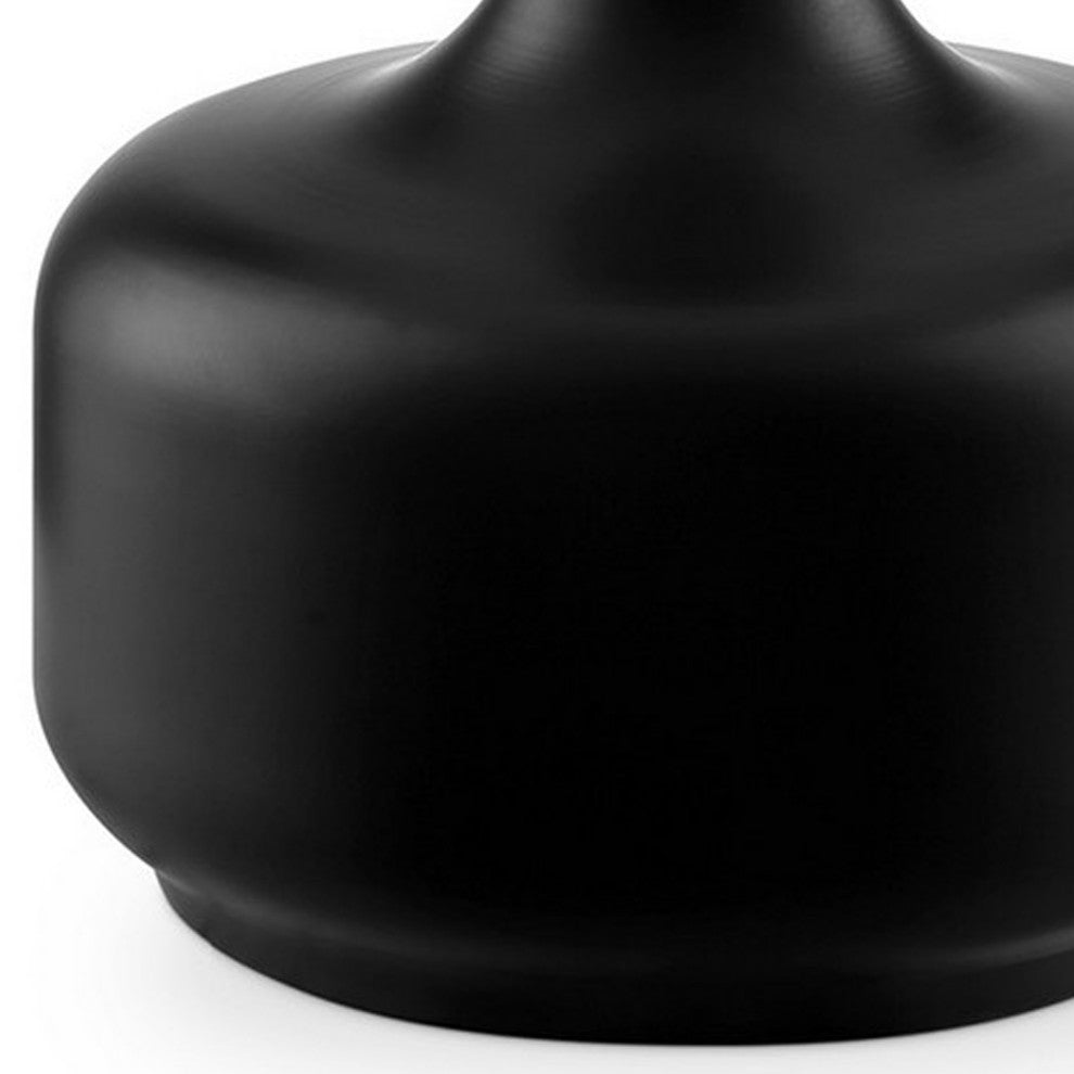 Benzara BM240453 Table Lamp With Teardrop Metal Base and Fabric Shade, Black