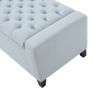 GDF Studio Seattle Tufted Storage Ottoman Bench, Light Sky