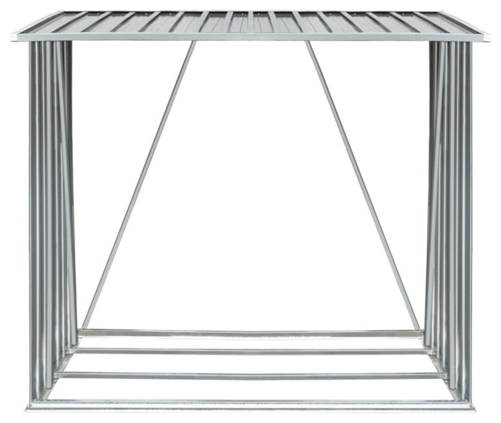 Vidaxl Garden Log Storage Shed Galvanized Steel 64.2"x32.7X60.6 Gray
