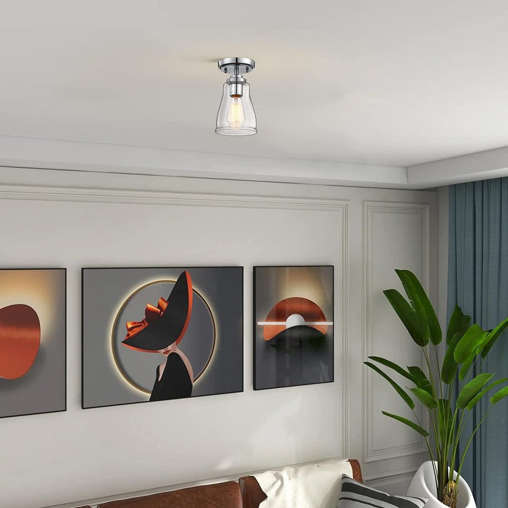 Mini Semi Flush Mount Ceiling Light antique glass ceiling light fixture