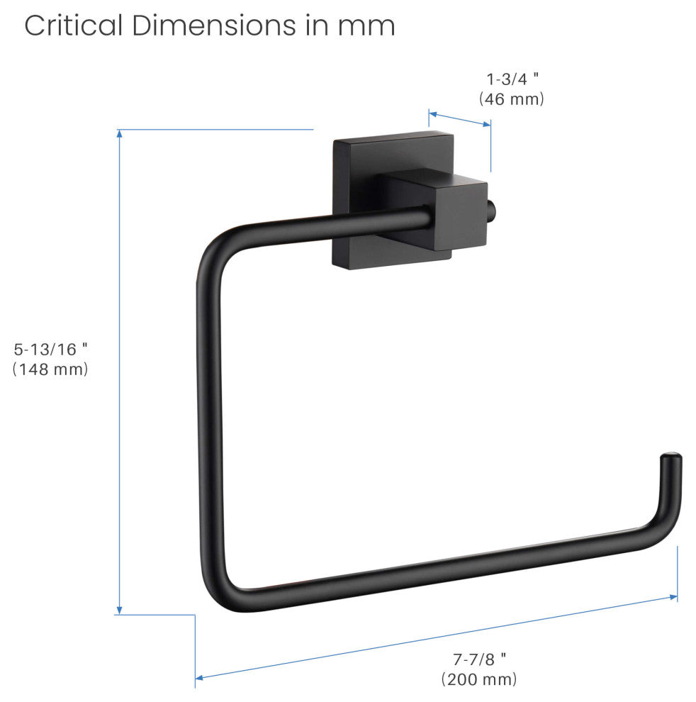 Cube Bathroom Towel Ring, Matte Black