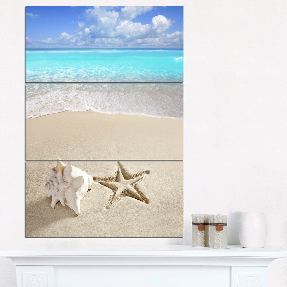 "Caribbean Beach Starfish" Beach Photography Metal Wall Art, 3 Panels, 28"x36"