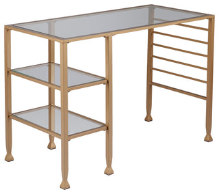 Helston Gold Metal/Glass Writing Desk