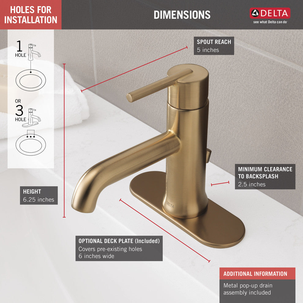 Delta Trinsic Single Handle Bathroom Faucet, Champagne Bronze, 559LF-CZMPU