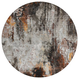 Machine Washable Indoor/Outdoor Chantille ACN1640 Gray 8' x 8' Round Rug