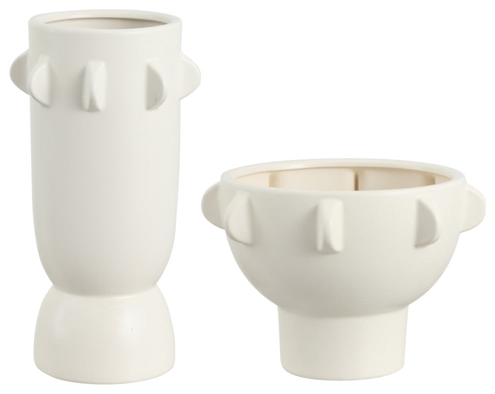 Safavieh Amias Ceramic Tab Vase, Set 2, Off White