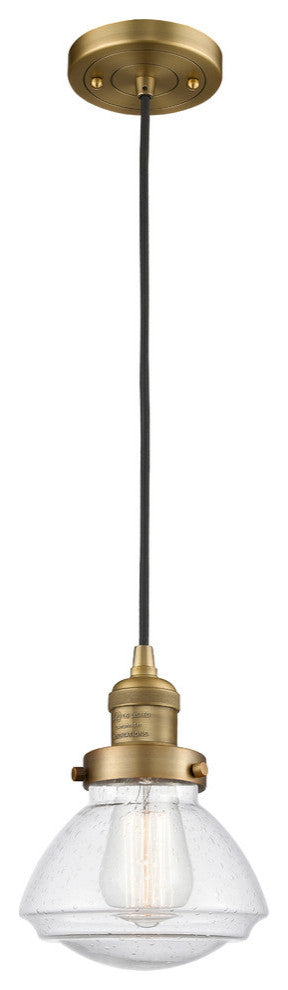 Olean 1-Light Mini Pendant, Brushed Brass, Seedy